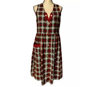 Vtg Dogwood Lane Christmas Plaid Dress S